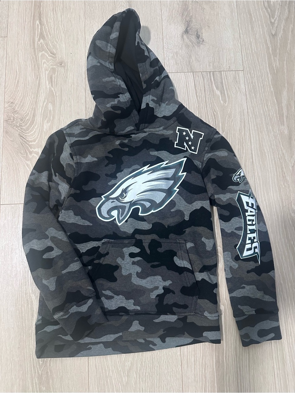 Philadelphia Eagles Youth Camo Pullover Hoodie - Black & Gray